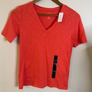 Banana Republic Factory Malibu Tee Orange V neck short sleeve tee shirt SZ XXS